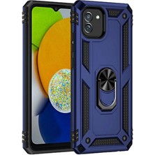 AK-SA-STR Newface Samsung Galaxy A03 Kılıf Sofya Yüzüklü Silikon Kapak - Lacivert