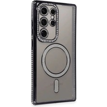 AK-SA-STR Newface Samsung Galaxy S24 Ultra Kılıf Joke Simli Magneticsafe Kılıf - Siyah