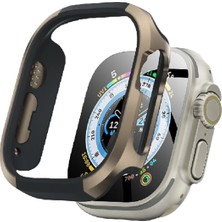 AK-SA-STR Movenchy Apple Watch Ultra 49MM Mo-Wt3 Alüminyum Camlı Kasa Ekran Koruyucu - Gold