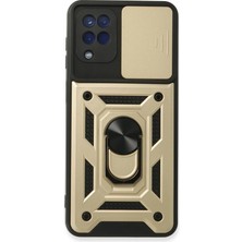 AK-SA-STR Newface Samsung Galaxy A22 Kılıf Pars Lens Yüzüklü Silikon - Gold