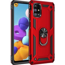 AK-SA-STR Newface Samsung Galaxy M31S Kılıf Sofya Yüzüklü Silikon Kapak - Kırmızı