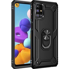 AK-SA-STR Newface Samsung Galaxy M51 Kılıf Sofya Yüzüklü Silikon Kapak - Siyah