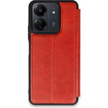 AK-SA-STR Newface Xiaomi Redmi 13C Kılıf Flip Cover - Kırmızı