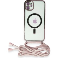 AK-SA-STR Newface Iphone 11 Kılıf Divo Lazer Askılı Magsafe Kapak - Pembe