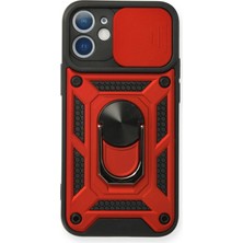 AK-SA-STR Newface Iphone 12 Mini Kılıf Pars Lens Yüzüklü Silikon - Kırmızı