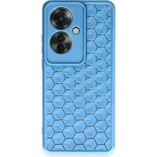 AK-SA-STR Newface Oppo Reno 11F Kılıf Petek Silikon Kapak - Mavi