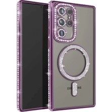 AK-SA-STR Newface Samsung Galaxy S25 Ultra Kılıf Joke Simli Magneticsafe Kılıf - Derin Mor