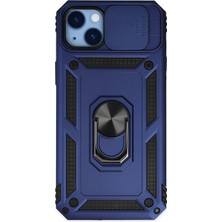 AK-SA-STR Newface Iphone 14 Plus Kılıf Pars Lens Yüzüklü Silikon - Lacivert