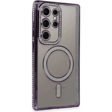 AK-SA-STR Newface Samsung Galaxy S24 Ultra Kılıf Joke Simli Magneticsafe Kılıf - Derin Mor