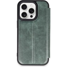 AK-SA-STR Newface Iphone 14 Pro Kılıf Flip Cover - Koyu Yeşil