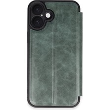AK-SA-STR Newface Iphone 16 Kılıf Flip Cover - Koyu Yeşil