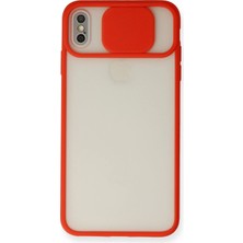 AK-SA-STR Newface Iphone Xs Max Kılıf Palm Buzlu Kamera Sürgülü Silikon - Kırmızı