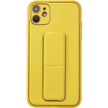 AK-SA-STR Newface Iphone 12 Kılıf Coco Deri Standlı Kapak - Sarı