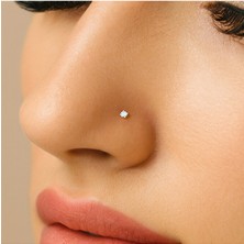 Heppii L Model Düşmeyen Çelik Hızma 3 mm Taşlı Tektaş Burun Piercingi
