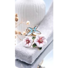 Serenity Mineli Çiçekli Gold Kaplama YÜZÜK03