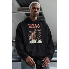 Sevbano Tupac Rapper Baskılı Unisex Oversize Şarkıcı Hoodie