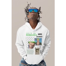 Sevbano Tasarım One Piece Baskılı Unisex Oversize Roronoa Zoro Anime Karakter Hoodie