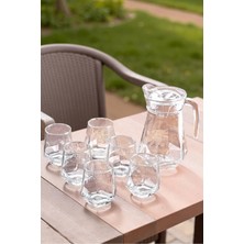 iselahome Novela 7 Parça Cam Su Takımı- Sürahi ve 6 Adet Bardak Seti