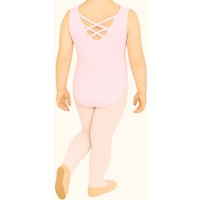 Ada Kostüm Pembe Sıfır Kol Sırt Çapraz Bantlı Bale Mayosu & Saç Bandı