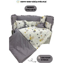 11 Parça Yan Korumalı Bebek Uyku Seti Tam Set Beşik Korumalık Bebek Nevresim Takımı Pamuklu
