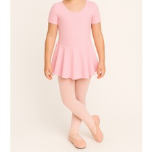 Ada Kostüm Kısa Kollu Etekli Full Lycra Coton Bale Mayosu-Çocuk