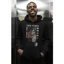 Sevbano Tasarım Eren Yeager Attack On Titan Baskılı Unisex Oversize Anime Karakter Hoodie