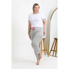MiraLive Miray- Kadın Pamuklu Büyük Beden Alt Pijama Gri