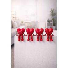ND Shopping Dekoratif Kalpli Biblo 4’lü Set – Sallanan Bacaklı Kırmızı Kalp Figürü