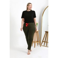 MiraLive Miray- Kadın Pamuklu Büyük Beden Alt Pijama Haki