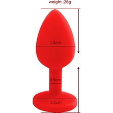 XDejavu Shop Backpart Taşlı Silikon Anal Tıkaç - Kırmızı