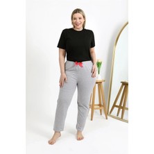 MiraLive Miray- Kadın Pamuklu Büyük Beden Alt Pijama Gri