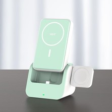 Hepta Collection Wst Kablosuz Şarj Seti 10000MH Powerbank Magsafe ile Uyumlu Stand Olabilir Saat ve Airpods Kulaklık