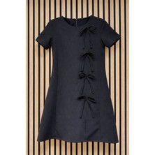 NerKids Kız Çocuk Fermuarlı Fiyonklu Elbise