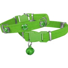 Kadife Kedi Boyun Tasması Taşlı 20-32 cm Açık Yeşil