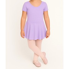 Ada Kostüm Kısa Kollu Etekli Full Lycra Coton Bale Mayosu-Çocuk