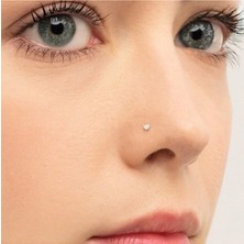 Heppii L Model Düşmeyen Çelik Hızma 2 mm Taşlı Tektaş Burun Piercingi