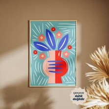 Persona Istanbul Modern Iskandinav Vazo ve Çiçekler - Renkli Boho Illüstrasyon Posteri (Çerçevesiz)