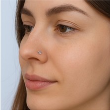 Heppii Yıldız Taşlı Kıvrımlı Düşmeyen Çelik Hızma Spiral Burun Piercingi