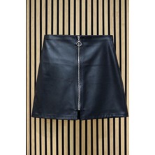 NerKids Kız Çocuk Fermuarlı Deri Etek