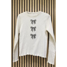 NerKids Kız Çocuk Fiyonk Desenli Sweatshirt