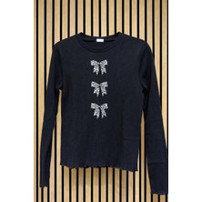 NerKids Kız Çocuk Fiyonk Desenli Sweatshirt