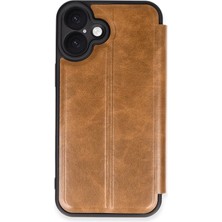 Verto Newface iPhone 16 Kılıf Flip Cover - Taba