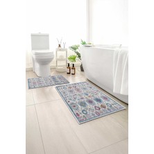Monnhein 2 Li Banyo Paspası, Yumuşak Banyo Halısı, Kaymaz Tabanlı, Yıkanabilir - 60X100 - 50 X60