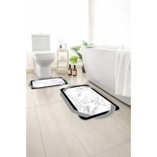 Monnhein 2 Li Banyo Paspası, Yumuşak Banyo Halısı, Kaymaz Tabanlı, Yıkanabilir - 60X100 - 50 X60