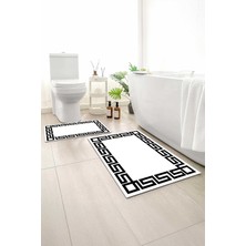 Monnhein 2 Li Banyo Paspası, Yumuşak Banyo Halısı, Kaymaz Tabanlı, Yıkanabilir - 60X100 - 50 X60