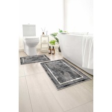 Monnhein 2 Li Banyo Paspası, Yumuşak Banyo Halısı, Kaymaz Tabanlı, Yıkanabilir - 60X100 - 50 X60