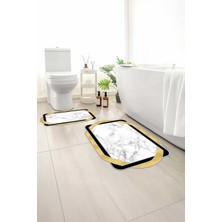 Monnhein 2 Li Banyo Paspası, Yumuşak Banyo Halısı, Kaymaz Tabanlı, Yıkanabilir - 60X100 - 50 X60