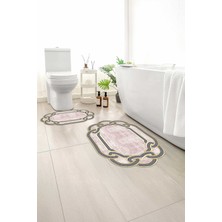Monnhein 2 Li Banyo Paspası, Yumuşak Banyo Halısı, Kaymaz Tabanlı, Yıkanabilir - 60X100 - 50 X60