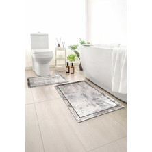 Monnhein 2 Li Banyo Paspası, Yumuşak Banyo Halısı, Kaymaz Tabanlı, Yıkanabilir - 60X100 - 50 X60