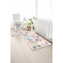 Monnhein 2 Li Banyo Paspası, Yumuşak Banyo Halısı, Kaymaz Tabanlı, Yıkanabilir - 60X100 - 50 X60